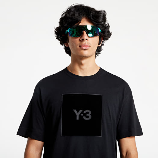 【Y-3】Men's Square Logo Black Short Sleeve T-shirt★ T-shirts Y-3 Square Label Graphic Short-Sleeved Tee Black