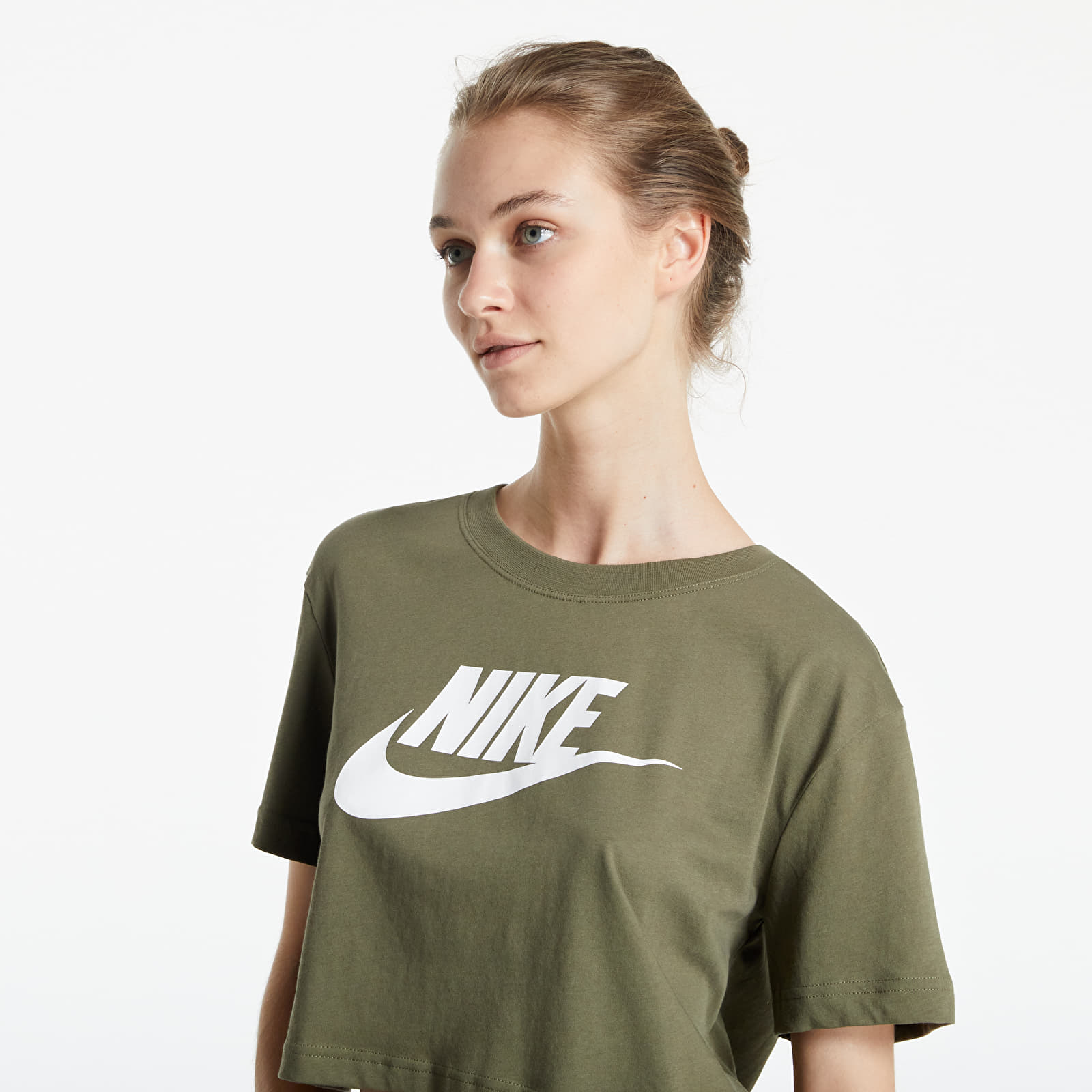 Magliette Nike Sportswear Essential Women's Cropped T-Shirt Medium Olive/ White