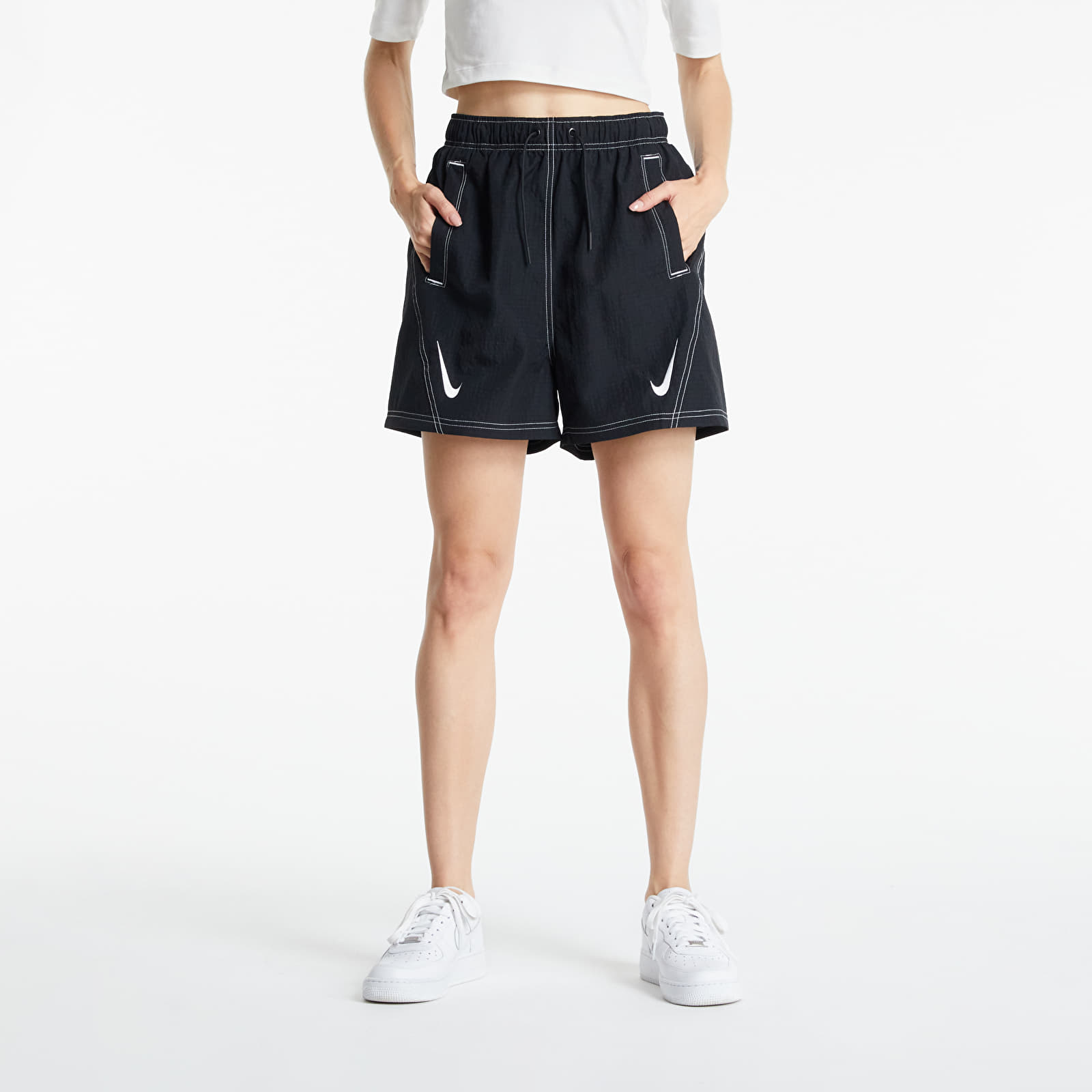 Kratke hlače Nike Sportswear Swoosh W Shorts Black/ White/ White