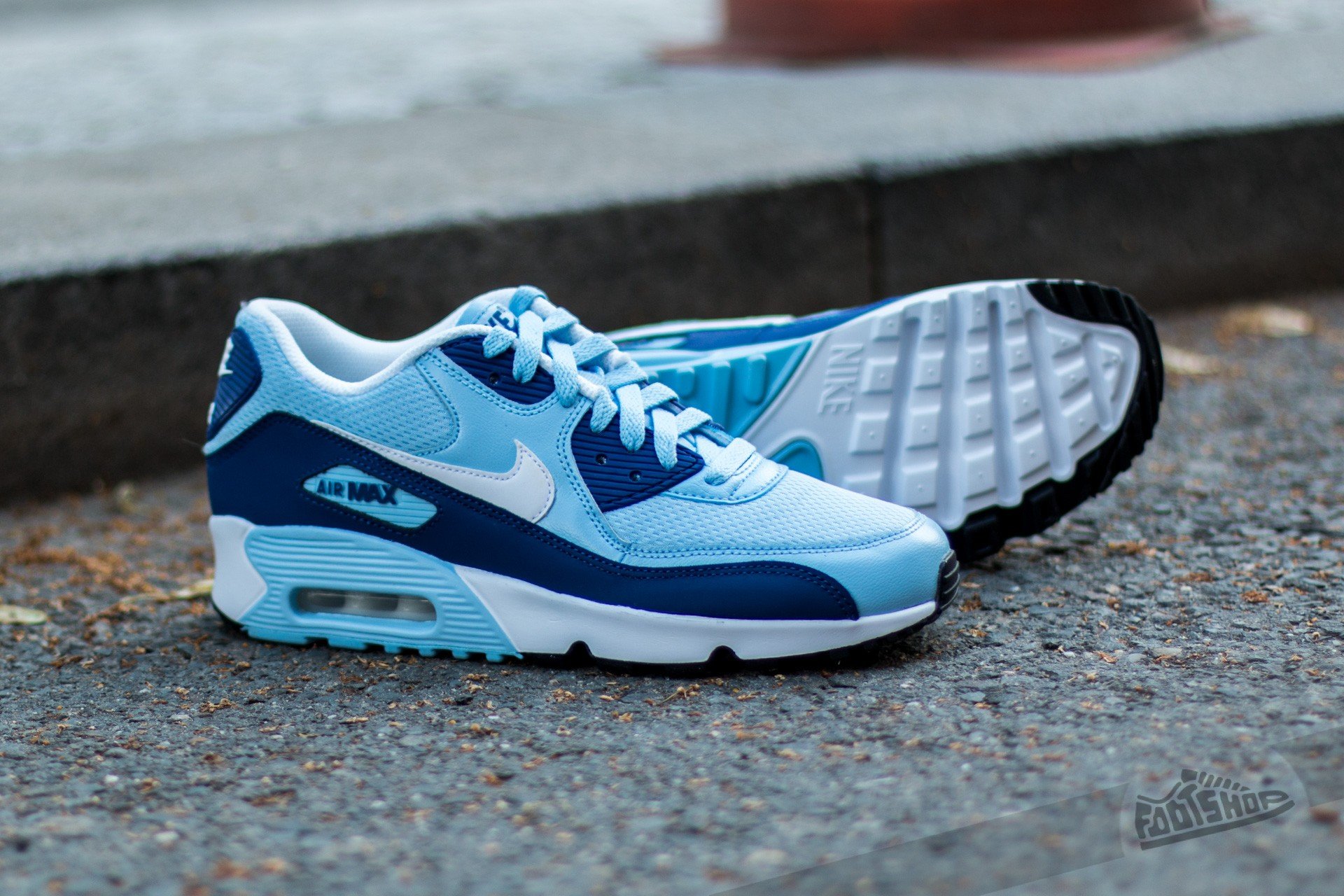 Women's shoes Nike Air Max 90 Mesh (GS) Bluecap/ White-Deep Royal Blue-Black