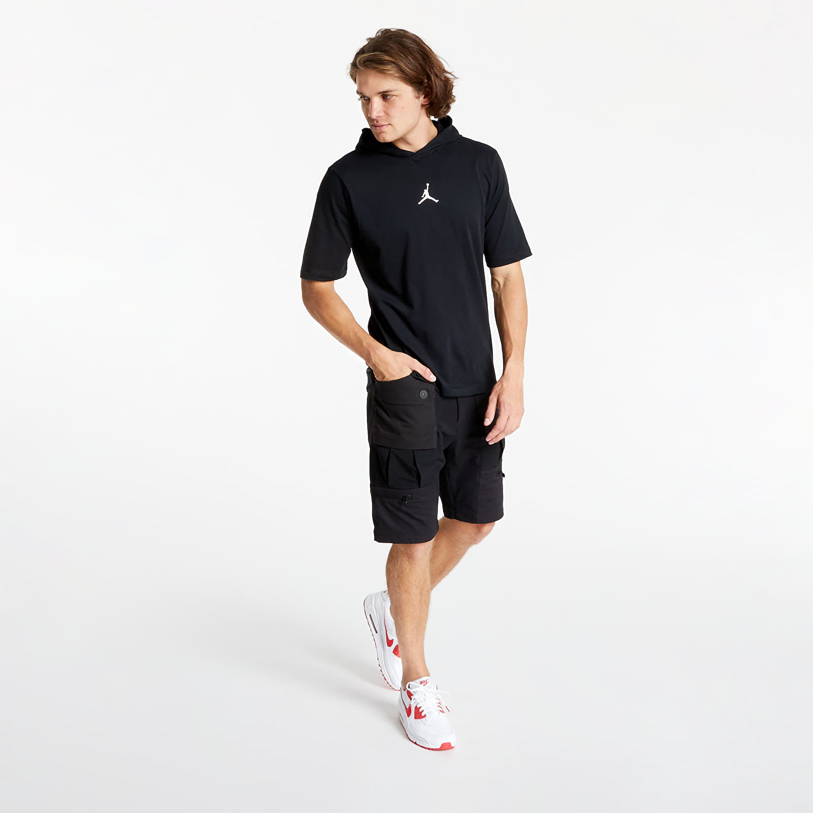 Majice T-shirt Jordan Dri-FIT Air Performance M Short-Sleeve Hooded T-Shirt Black/ White