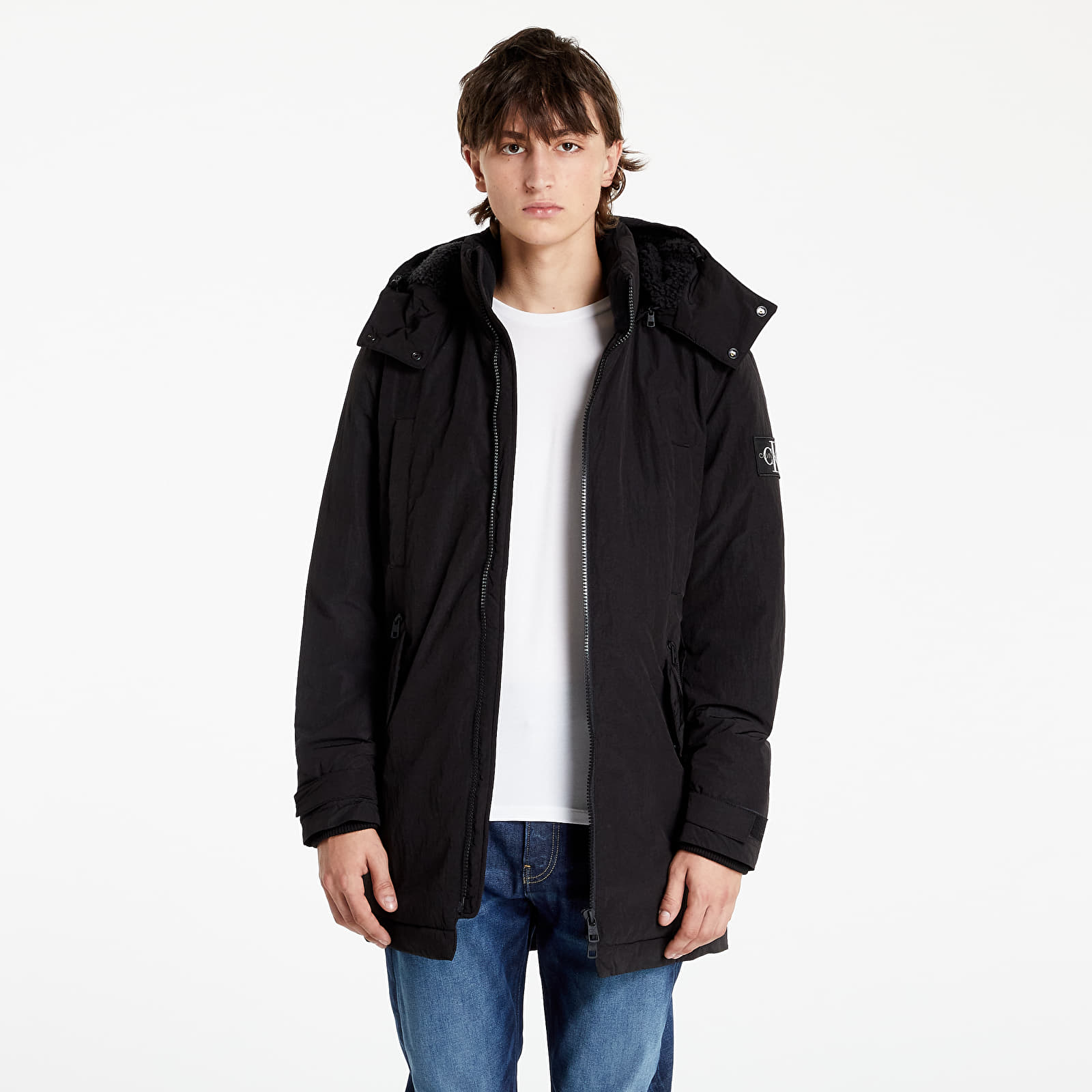 Kurtki Calvin Klein Jeans Sherpa Lined Long Parka Ck Black