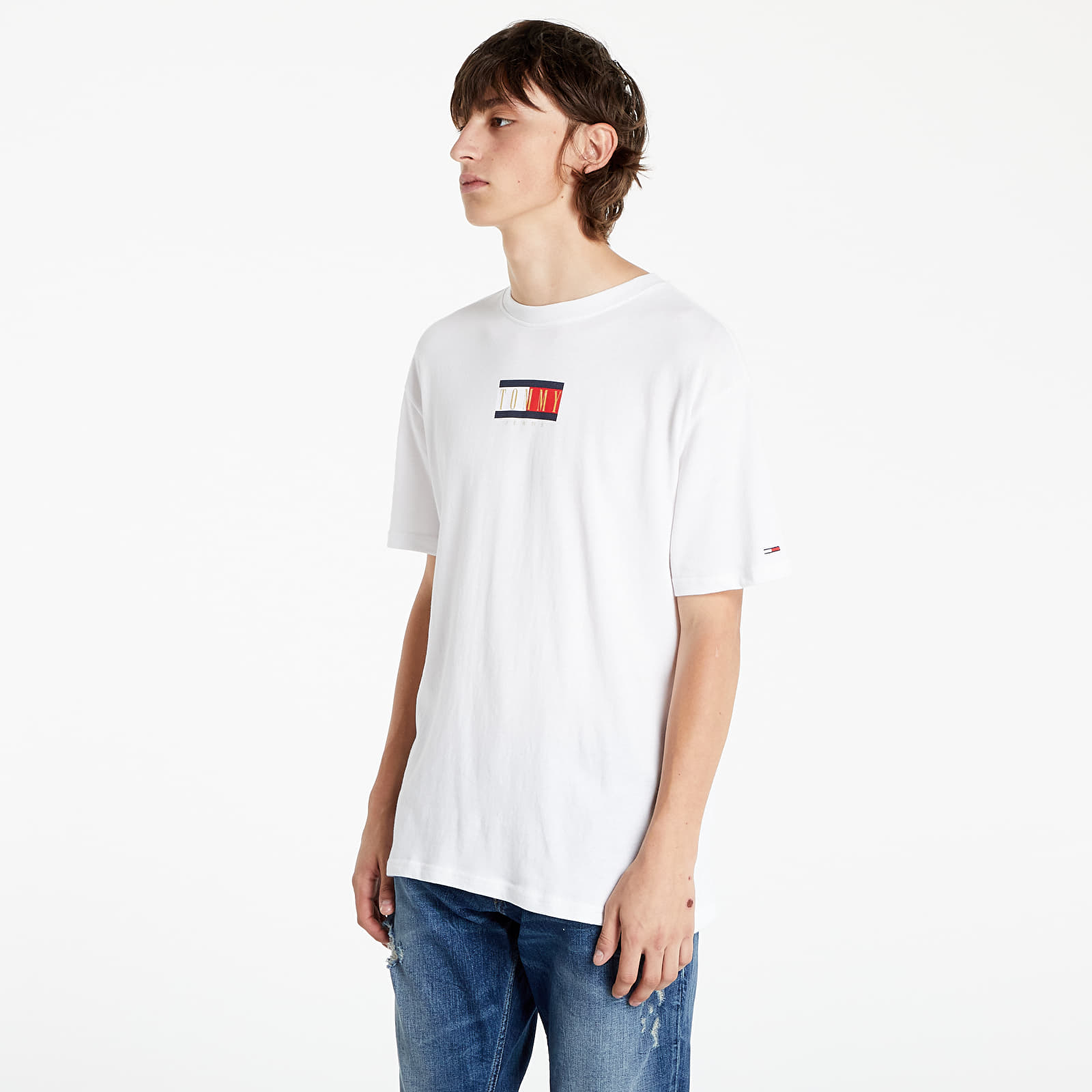 Majice T-shirt Tommy Jeans Vintage Flag Print Tee Off White