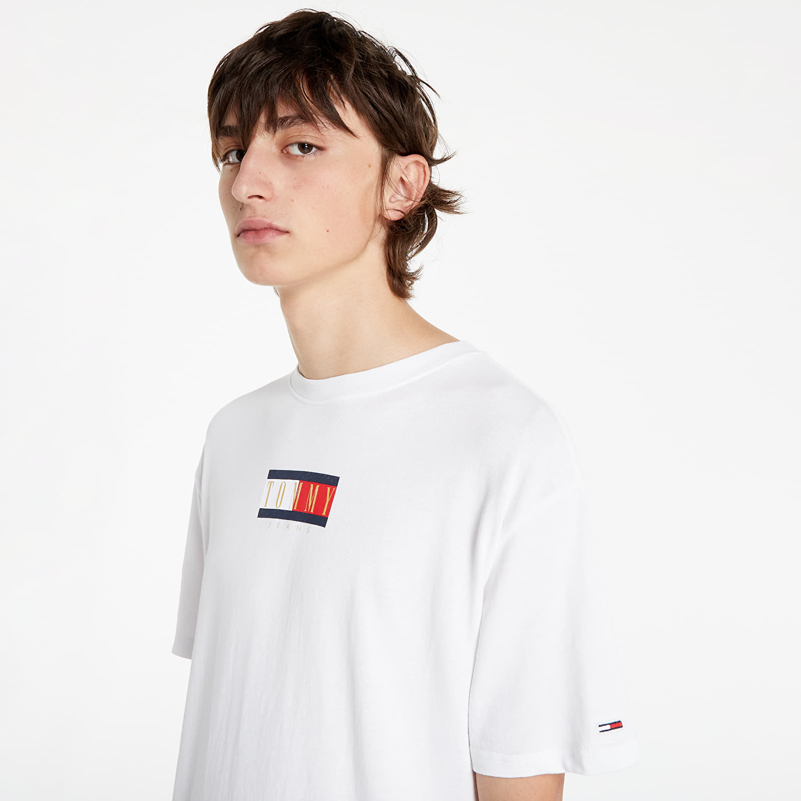 Majice T-shirt Tommy Jeans Vintage Flag Print Tee Off White