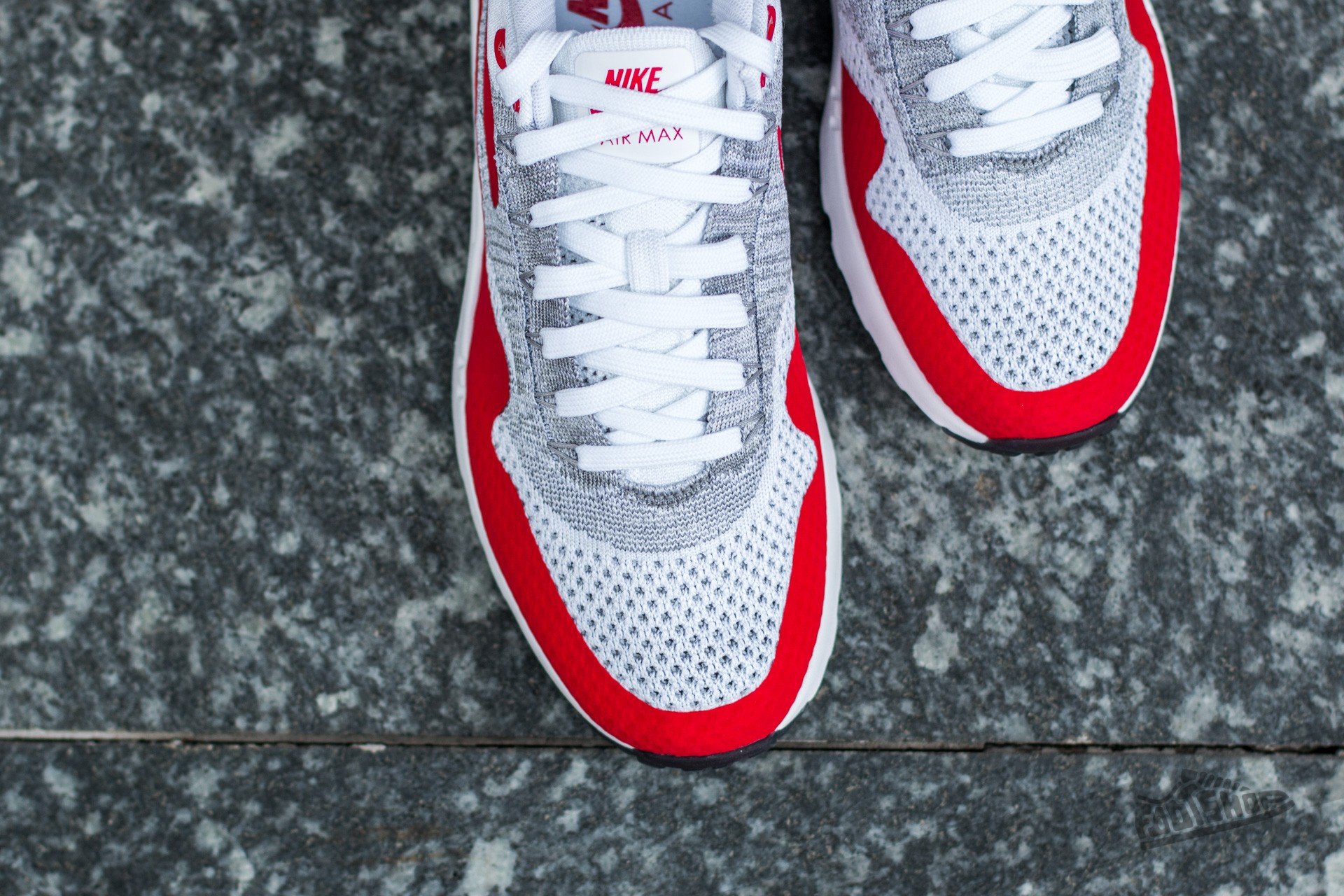 Herren Sneaker und Schuhe Nike Air Max 1 Ultra Flyknit White University Red Pure Platinum Cool Grey Footshop