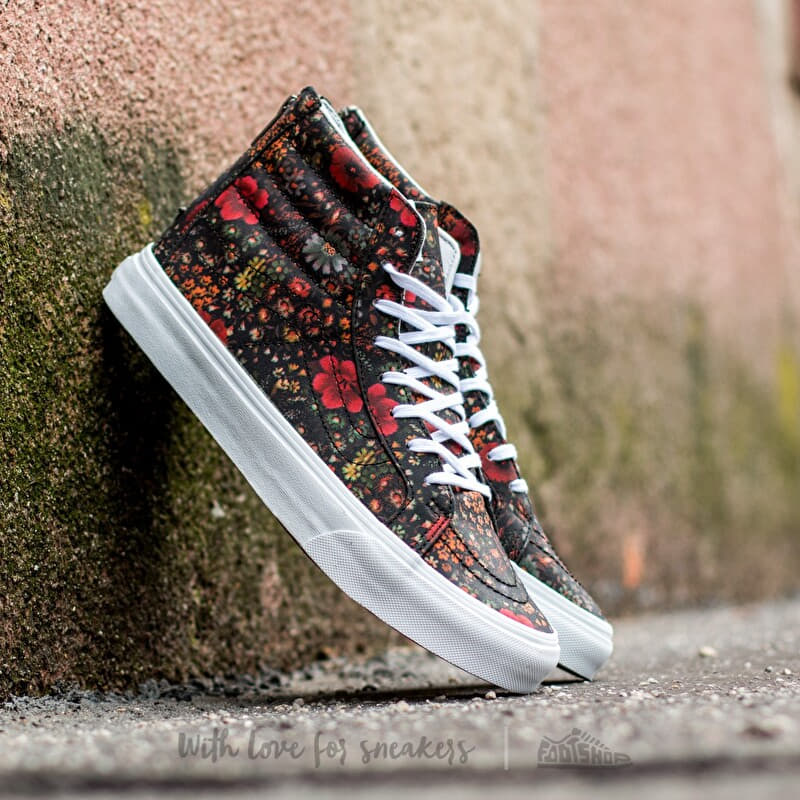 Vans Sk8-Hi Slim Zip (Floral Leather) Multi/ True White