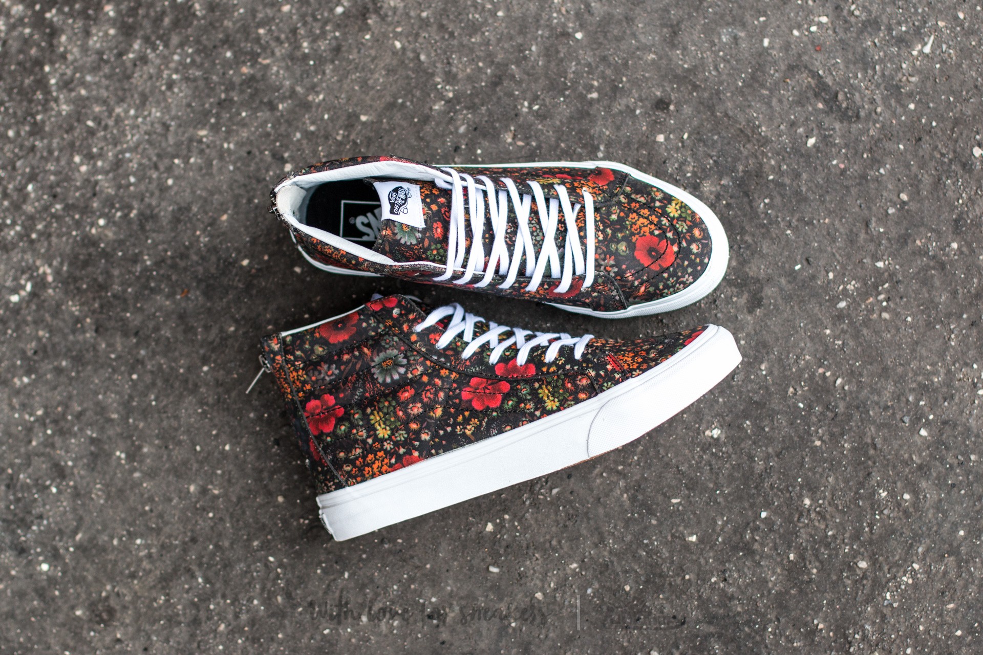 Dámské tenisky a boty Vans Sk8-Hi Slim Zip (Floral Leather) Multi/ True White