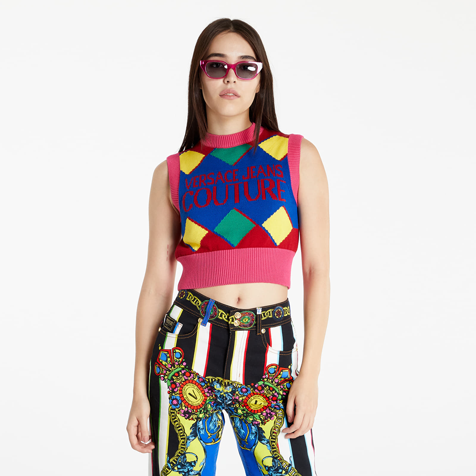 Sweaters Versace Jeans Couture Maglia Top Coprispalle Jade'/ Blu/ Fuxia/ Blood Red/ Acid Yellow