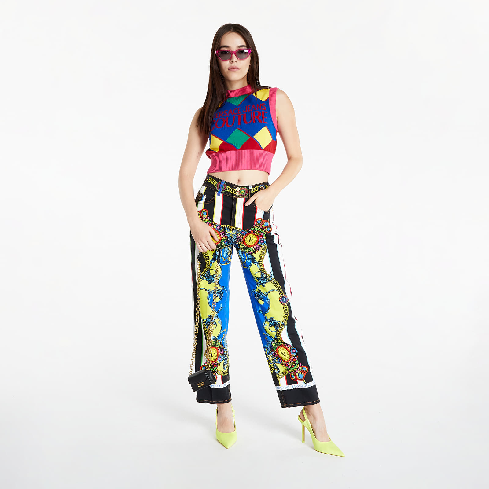Sweaters Versace Jeans Couture Maglia Top Coprispalle Jade'/ Blu/ Fuxia/ Blood Red/ Acid Yellow