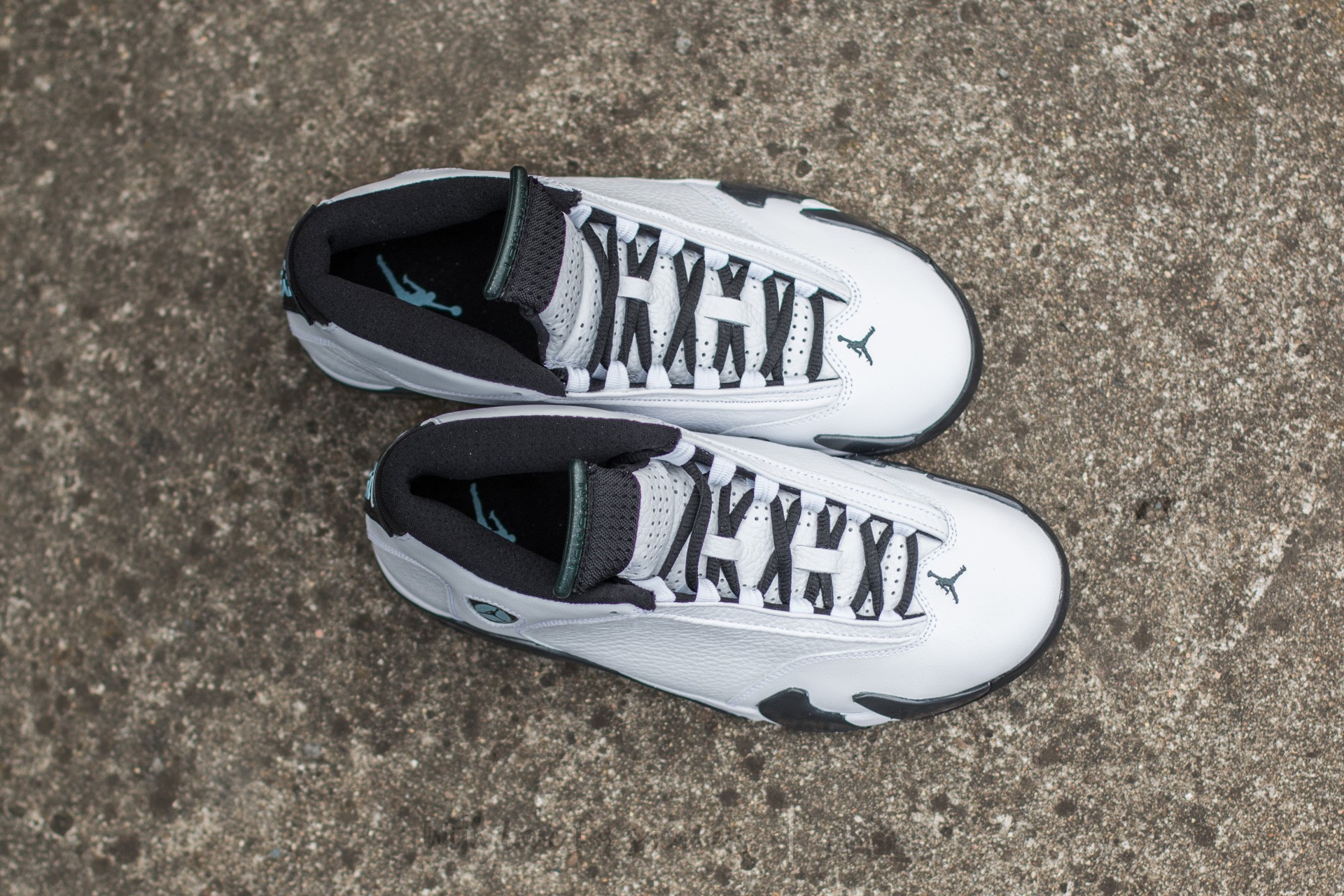 Herren Sneaker und Schuhe Air Jordan 14 Retro White/ Black-Oxidized Green-Legend Blue-Black