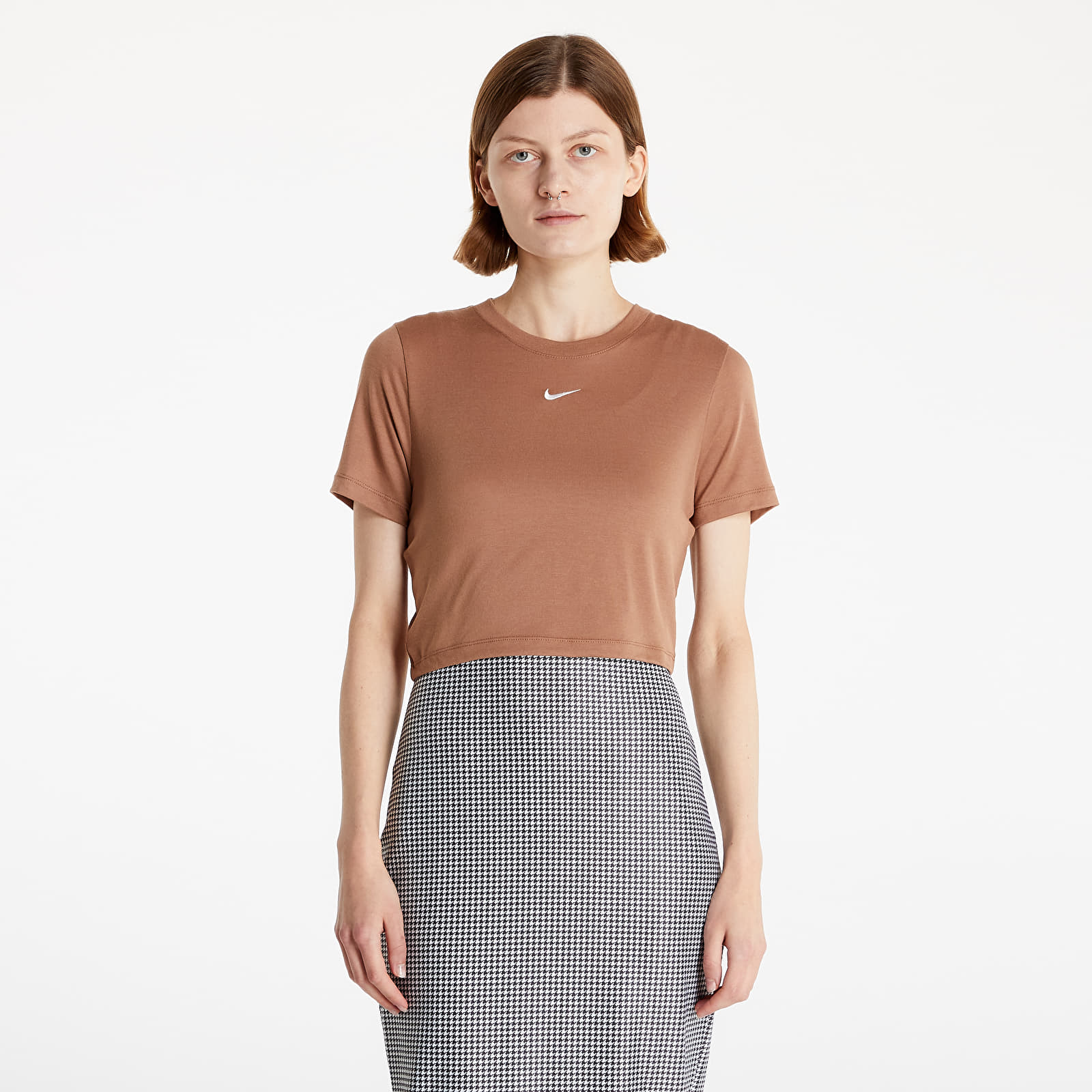 T-paidat Nike Sportswear Essential Women's Crop Top Archaeo Brown/ White