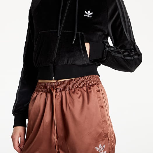 Adidas black velvet cropped hoodie shop