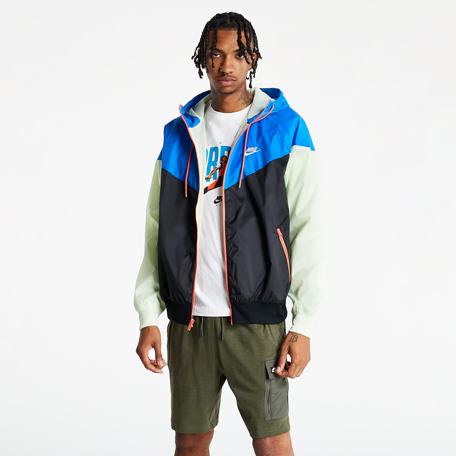 Jackets Nike Sportswear Windrunner Men's Hooded Jacket Black/ Signal Blue/ Lime Ice/ White