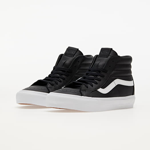 Black leather 2025 vans sk8 hi