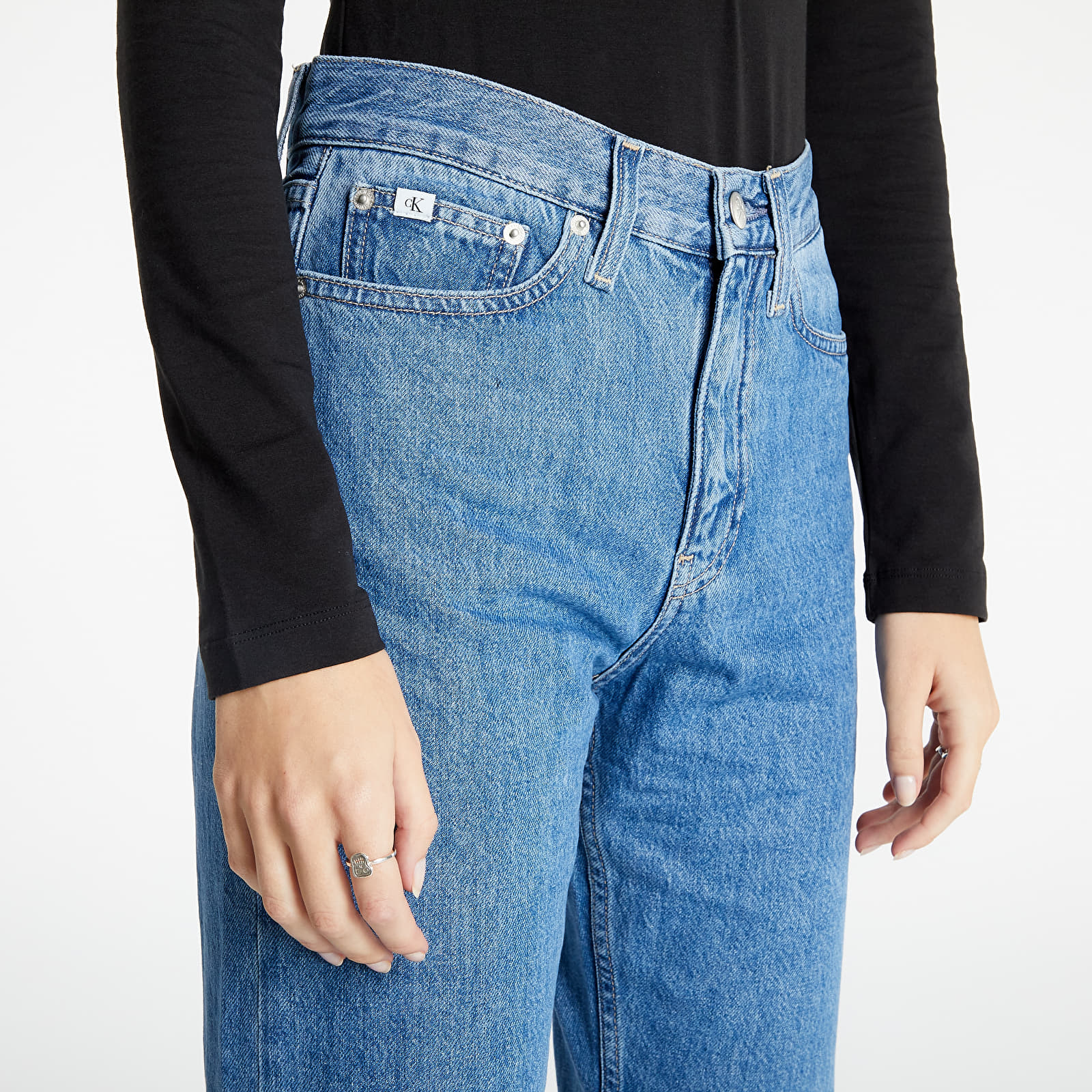 Kalhoty Calvin Klein Jeans Hr Straight Ankle Denim Light