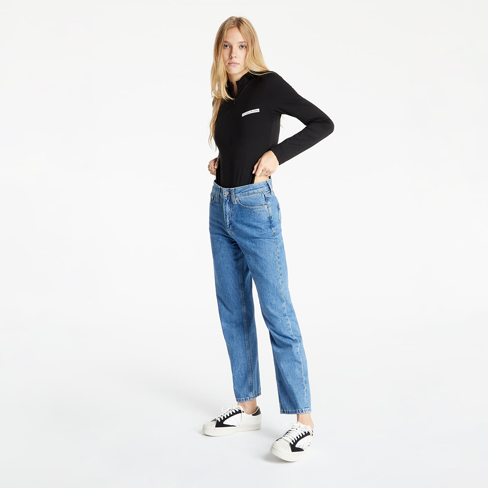 Κορμάκια Calvin Klein Jeans Micro Flock Half Zip Body Ck Black