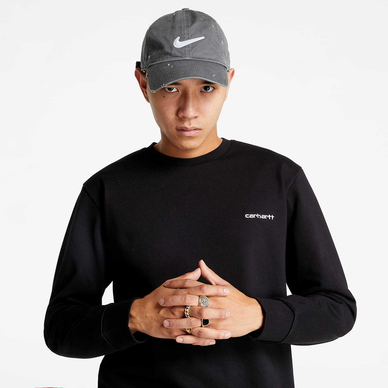 Kapucnis pulóverek és pulcsik Carhartt WIP Script Embroidery Sweat Black/ White