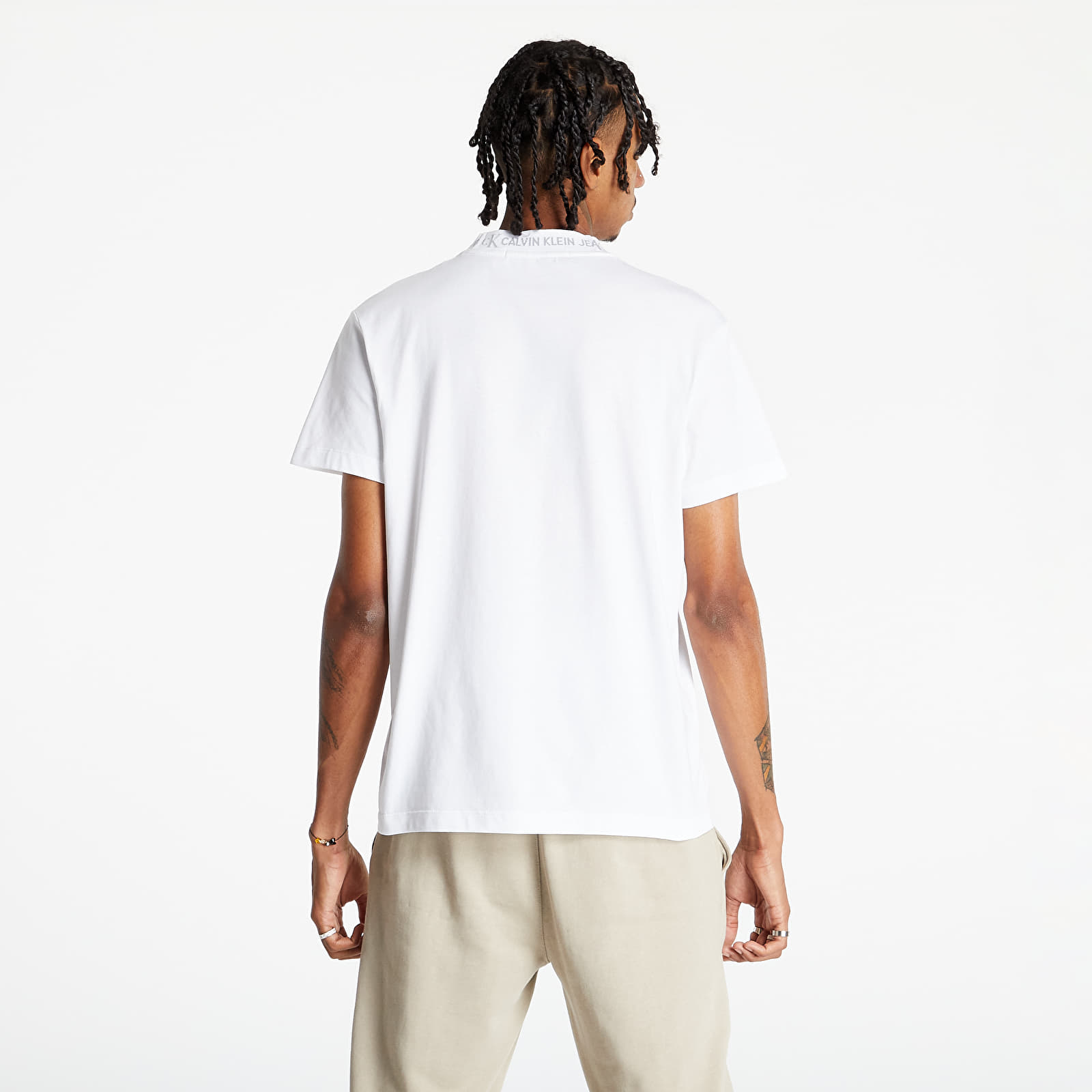 Logo Jacquard | Sleeve Jeans T-shirts Tee Klein Calvin Bright Short Footshop White