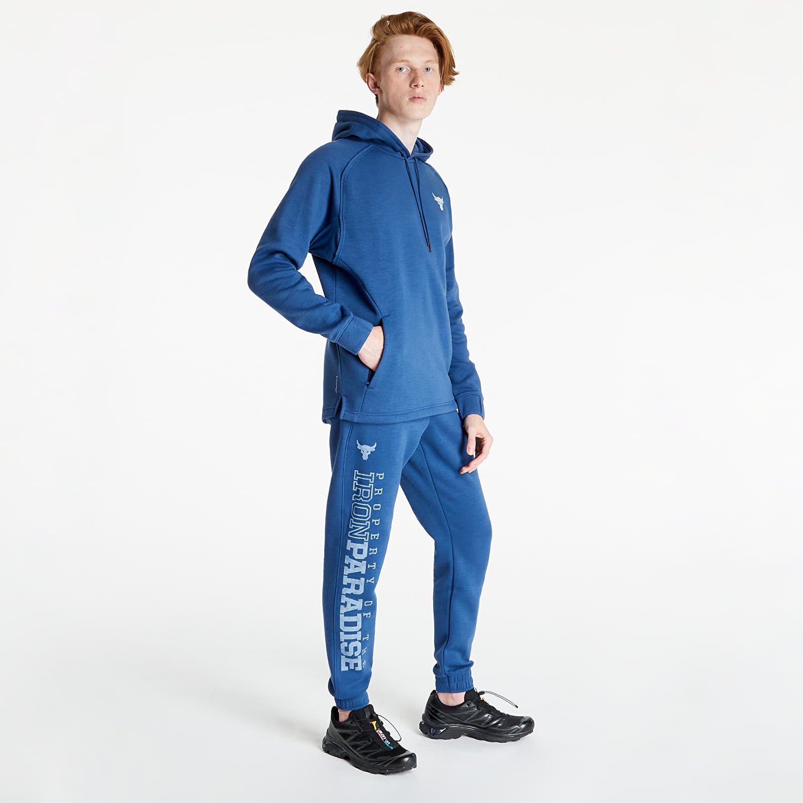 Mikinas ar kapuci un sporta krekli Under Armour Project Rock CC Fleece Hoodie Blue