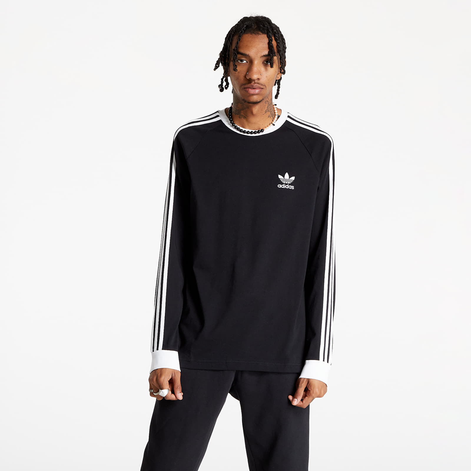 Pólók adidas 3-Stripes Longsleeve Tee Black