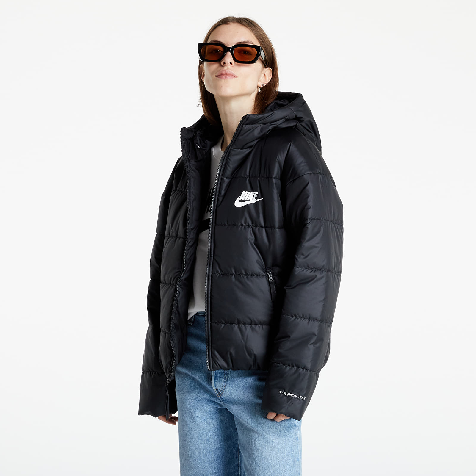 Giacche Nike Women's Therma-FIT Repel Hooded Jacket Black/ White