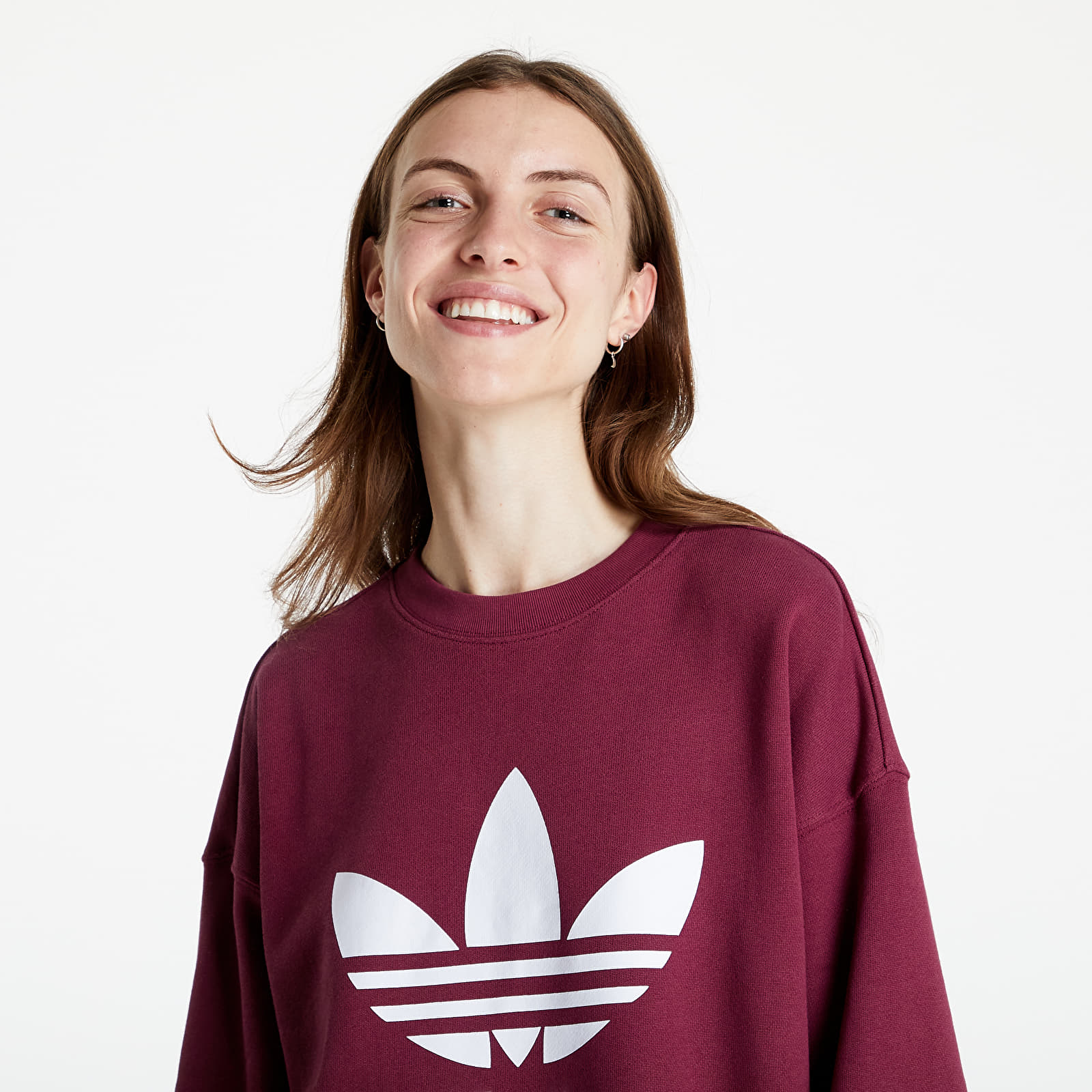 Adidas trefoil crew maroon hot sale