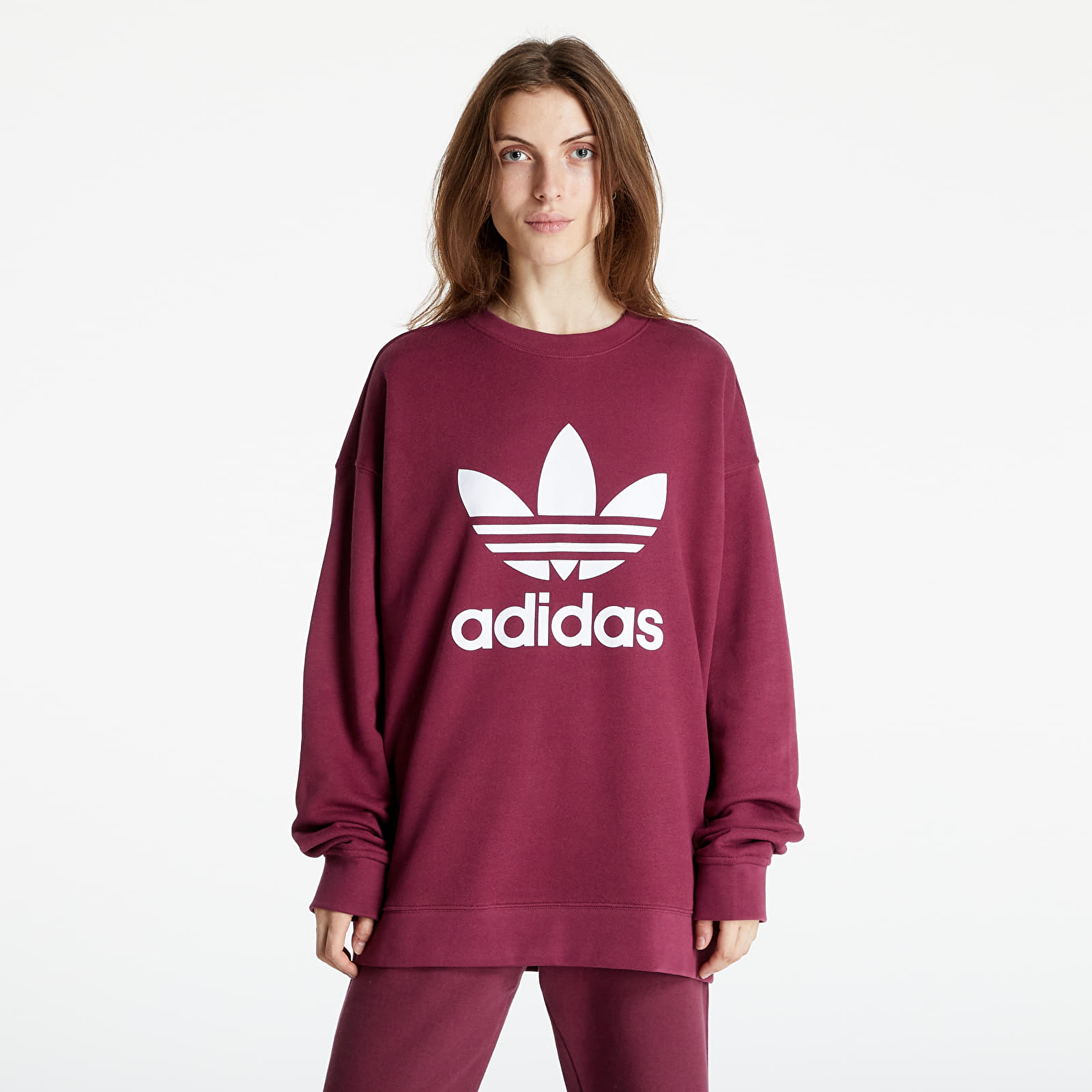 Velour trefoil hotsell crew sweatshirt