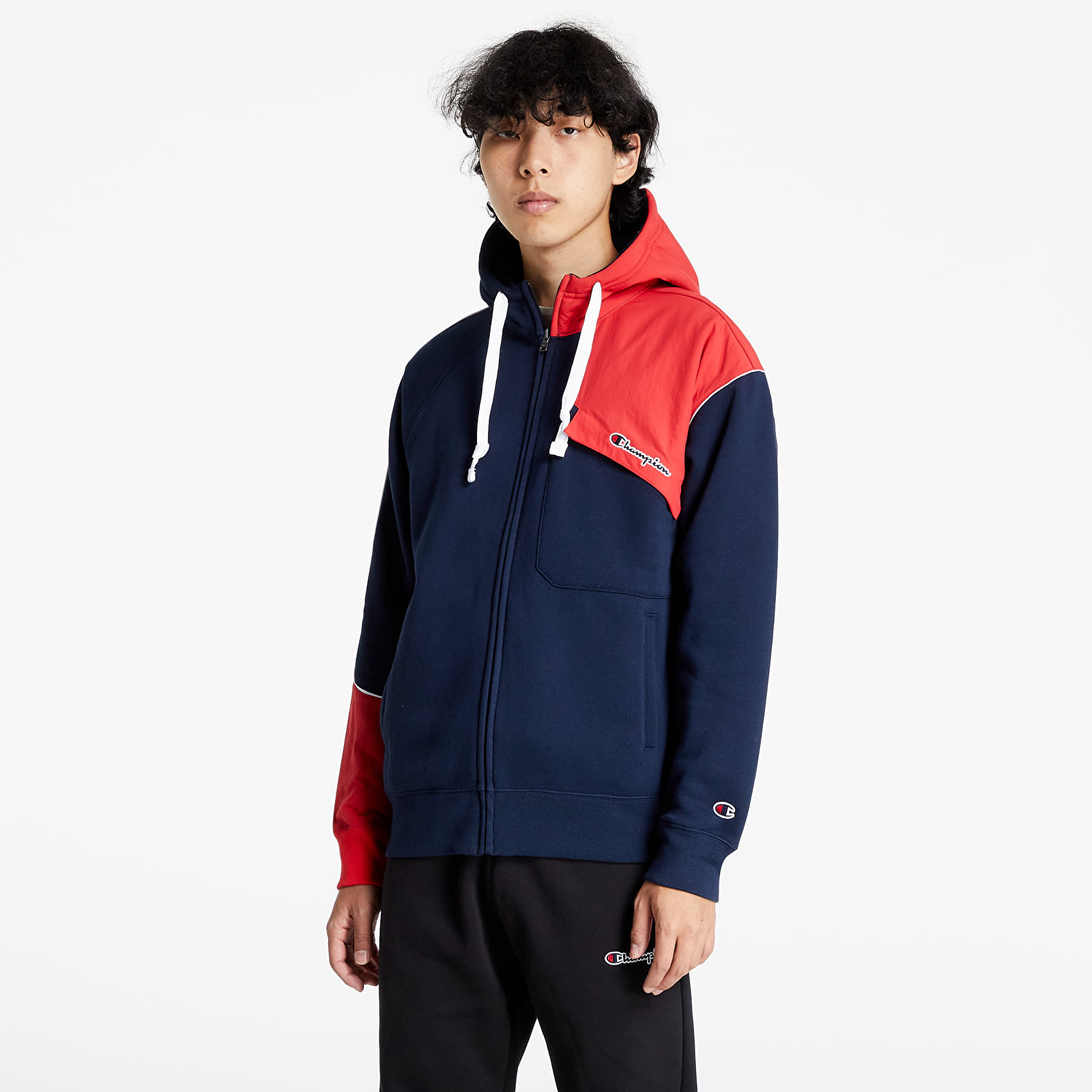 Champion hoodie red blue grey top