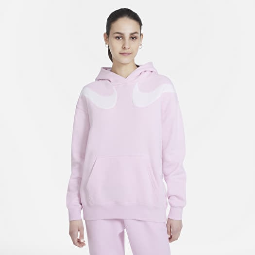 Sudaderas Nike Sportswear Swoosh W Oversized Fleece Hoodie Plus Size Regal Pink White White Footshop