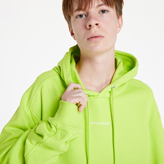 Sweatshirts Calvin Klein Jeans Micro Branding Hoodie Acid Lime