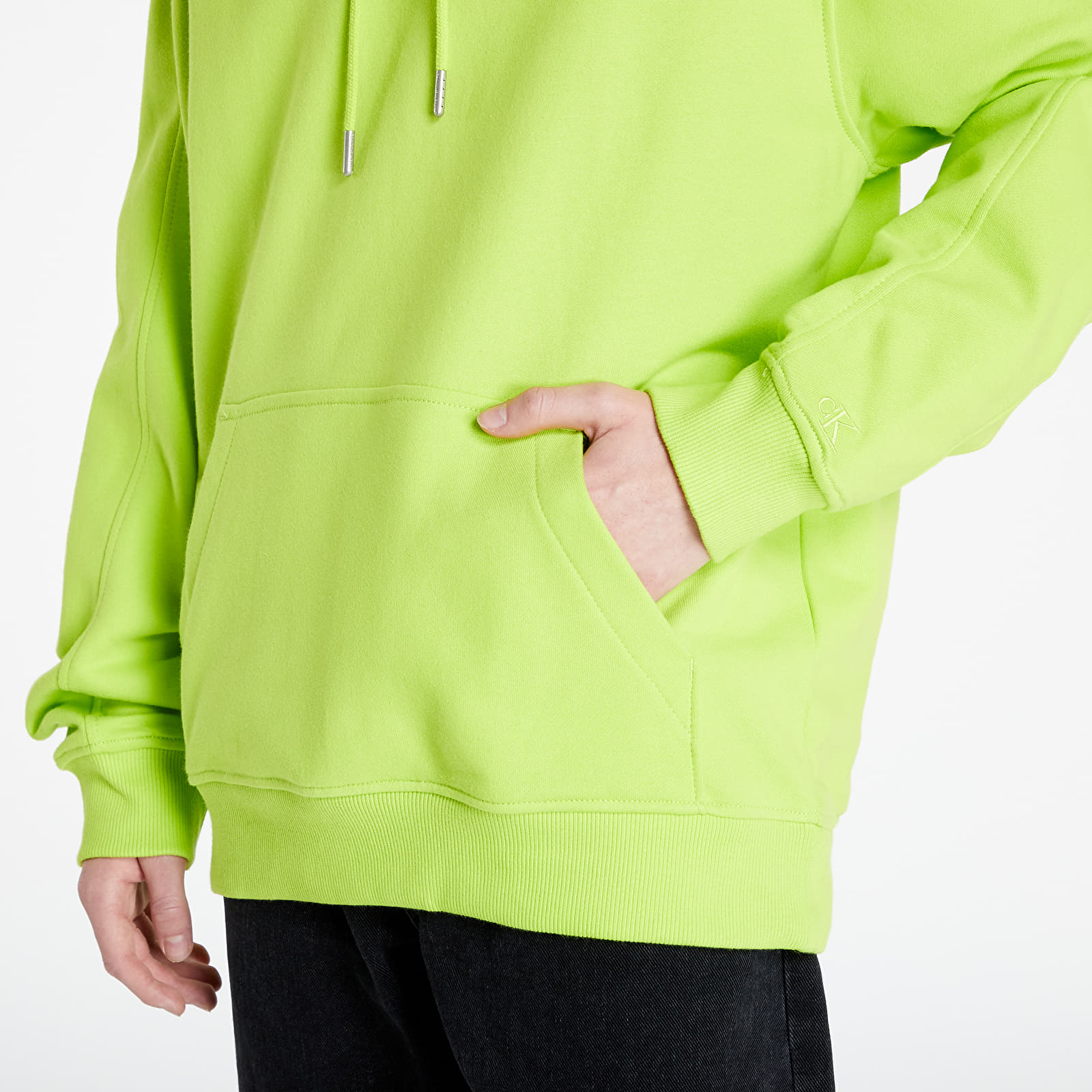 Sweatjacken und Sweatshirts Calvin Klein Jeans Micro Branding Hoodie Acid Lime