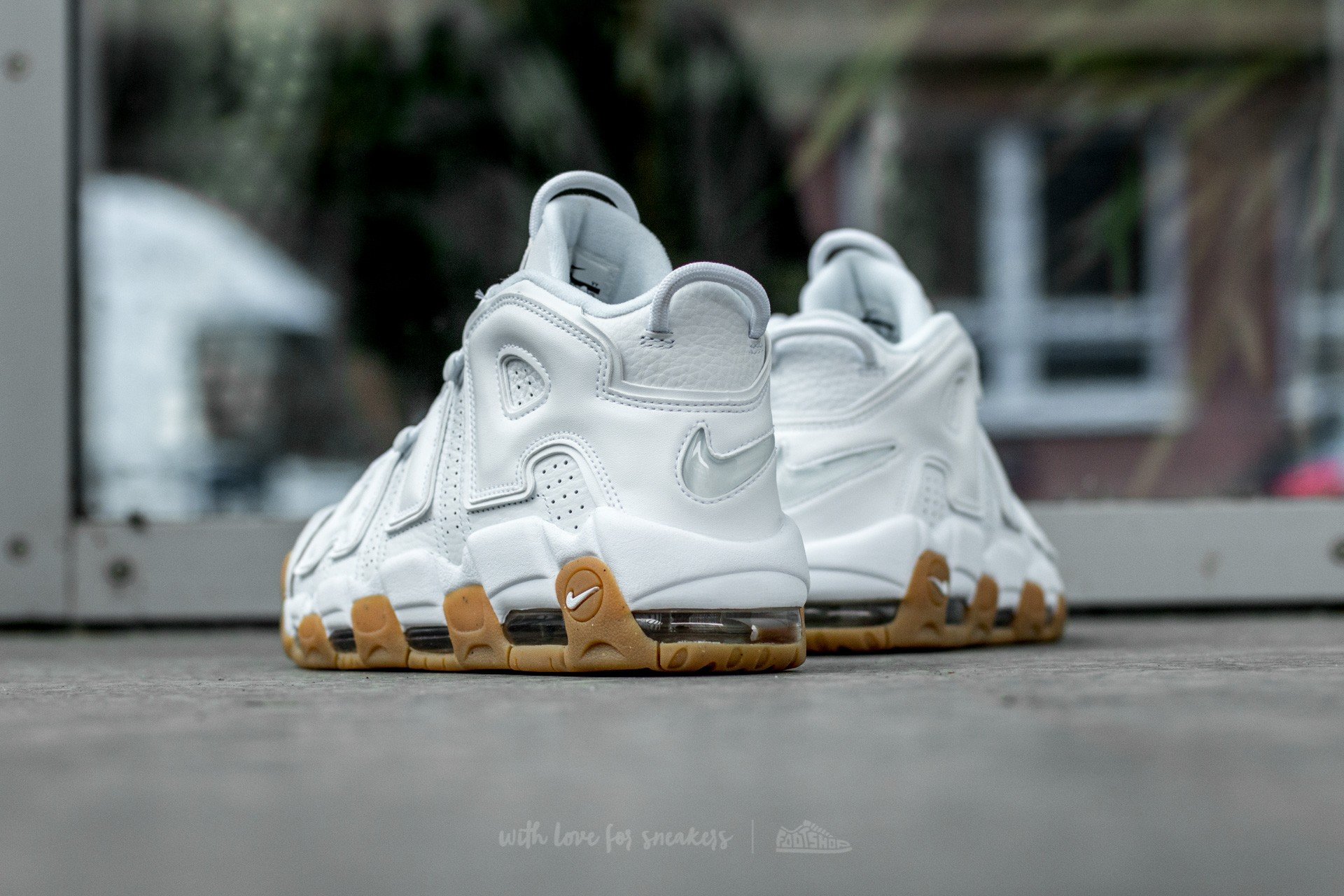 Nike uptempo white gum on feet cheap