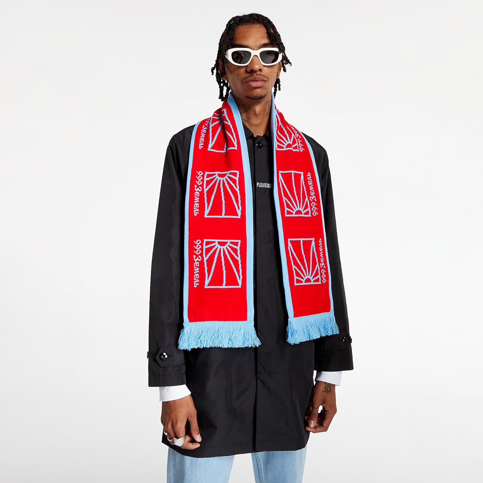 Szaliki PACCBET Acrylic Scarf Knit Red/ Blue