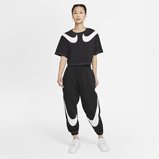 Pants and jeans Nike Sportswear Swoosh W Easy Fleece Jogger Plus Size Black White Footshop