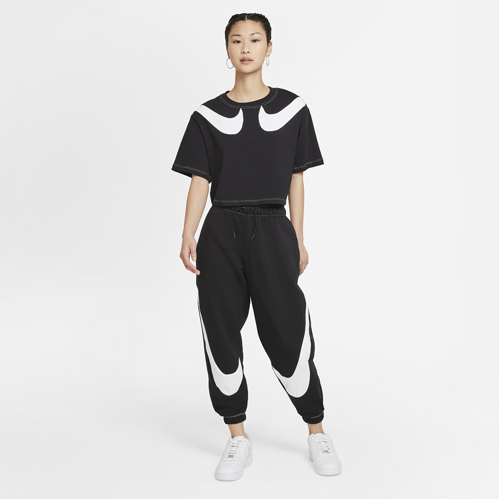 Pantalones Nike Sportswear Swoosh W Easy Fleece Jogger (Plus Size) Black/ White