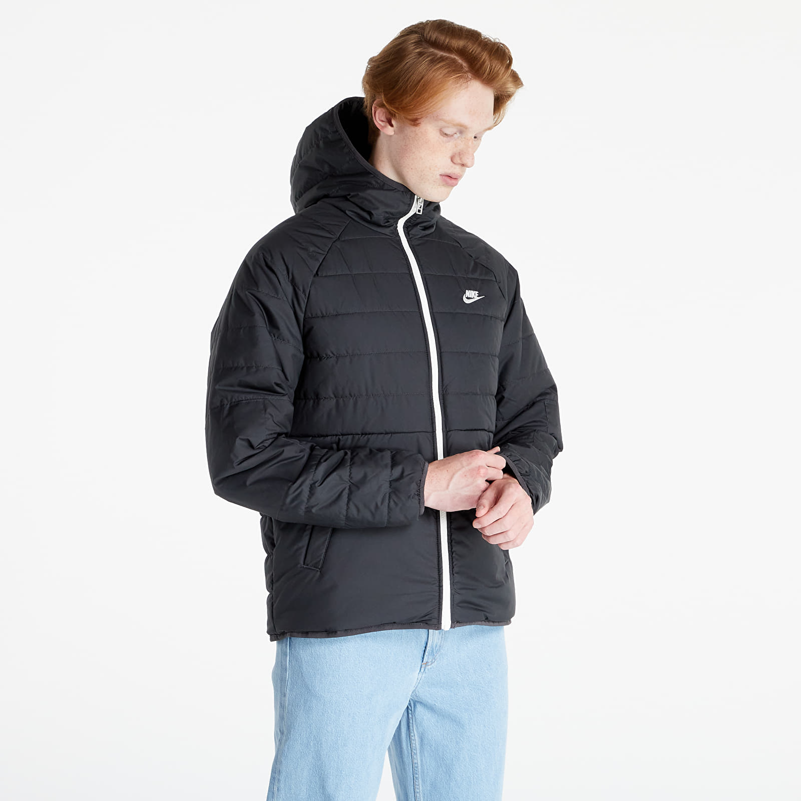 Bundy Nike Sportswear Therma-FIT Legacy M Reversible Hooded Jacket Black/ Dk Smoke Grey/ Sail