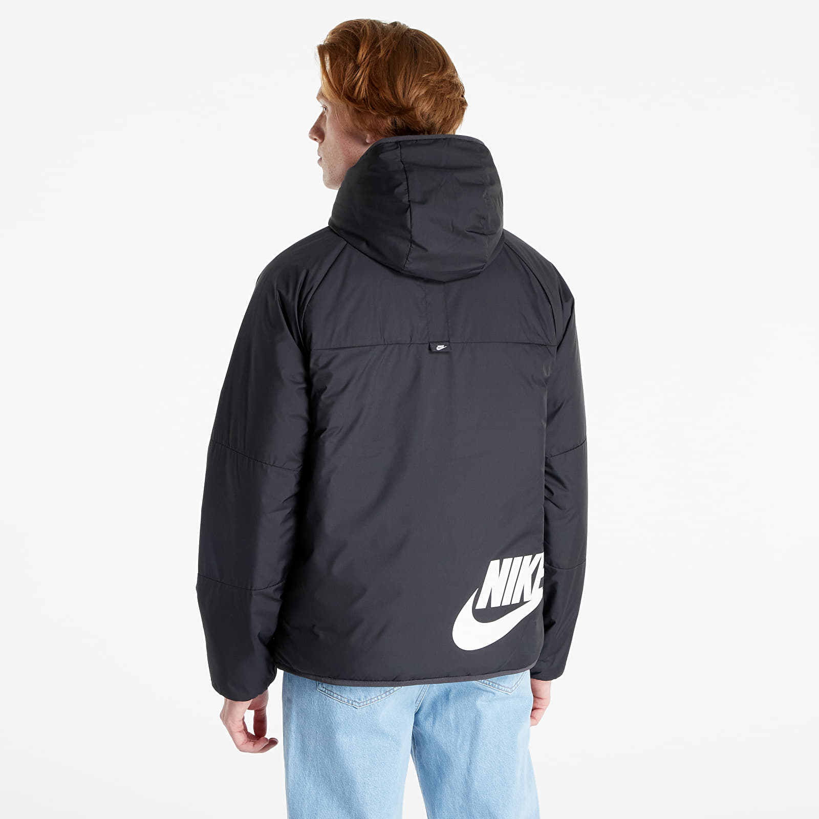 Jackets Nike Sportswear Therma FIT Legacy M Reversible Hooded Jacket Black Dk Smoke Grey Sail Footshop