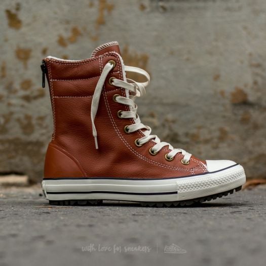 Converse Chuck Taylor All Star Hi Rise Boot Leather Fur Antique Sepia Parchment Egret
