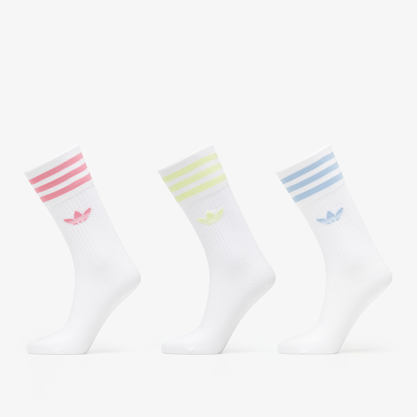 Nogavice adidas Solid Crew Sock 3-Pack White/ Pulse Yellow/ Rose Tone