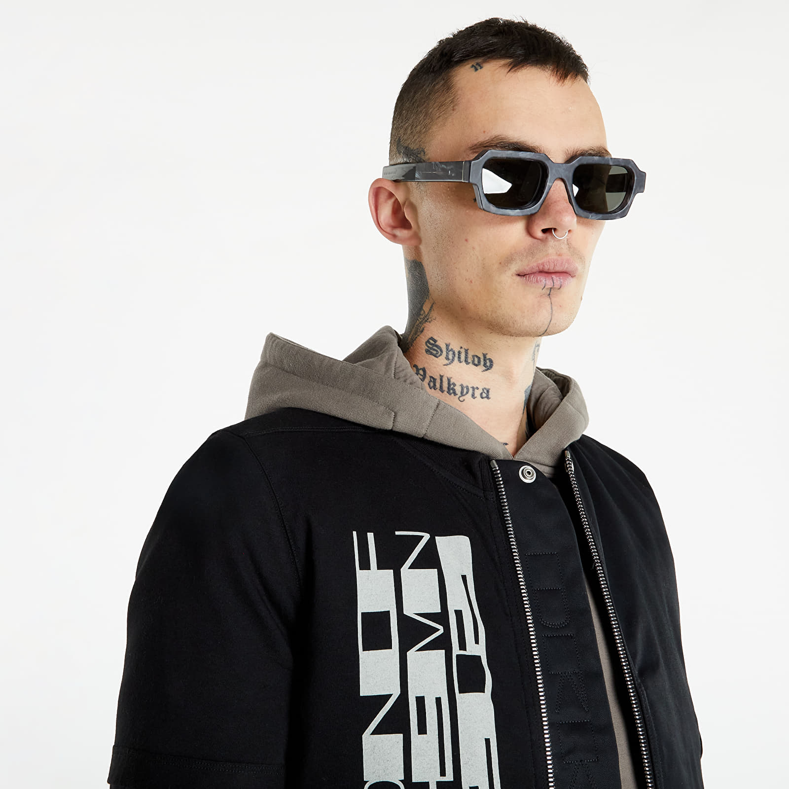 Jackets Rick Owens DRKSHDW Woven Padded Bomber - Flight Bomber Black/ Oyster
