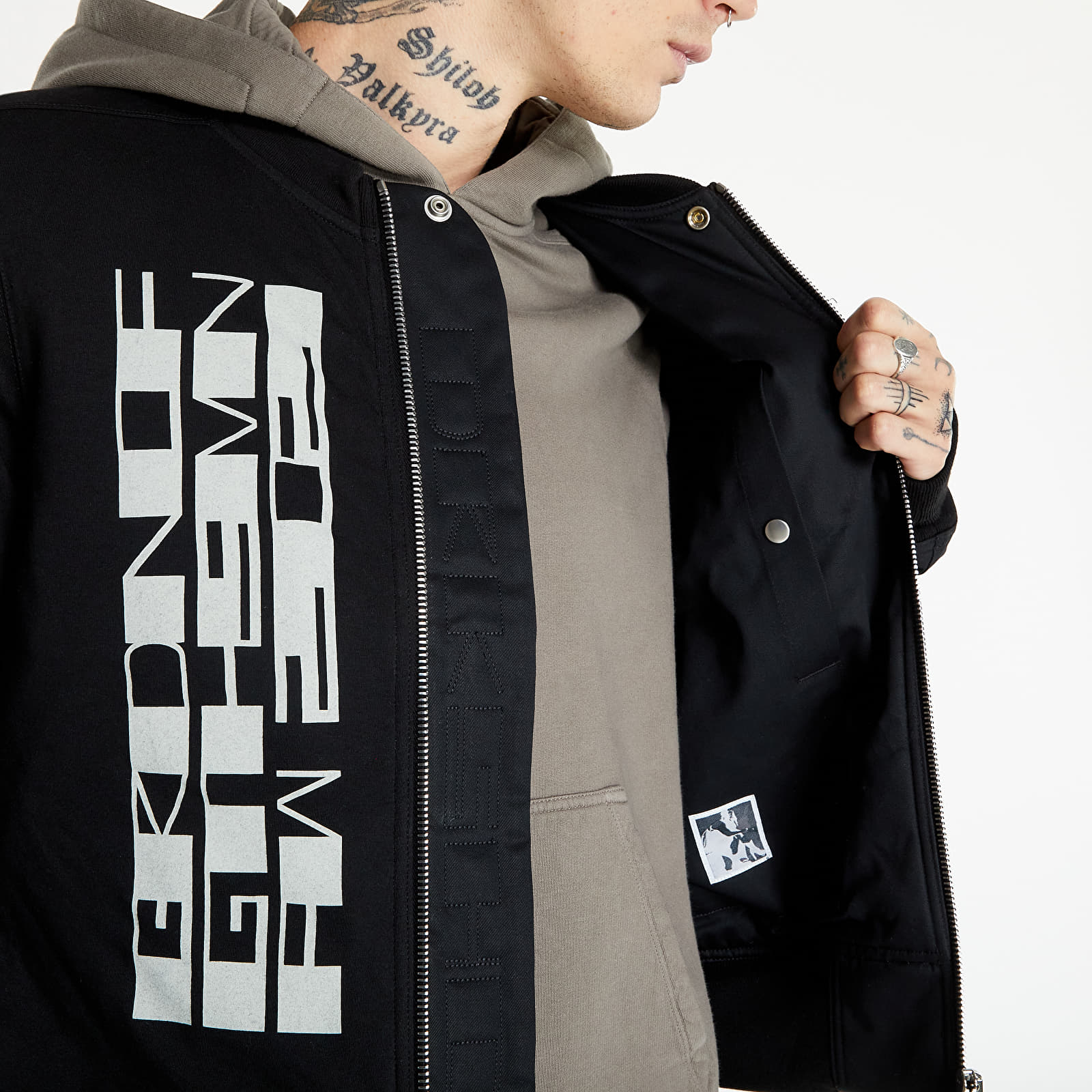 Jackets Rick Owens DRKSHDW Woven Padded Bomber - Flight Bomber Black/ Oyster