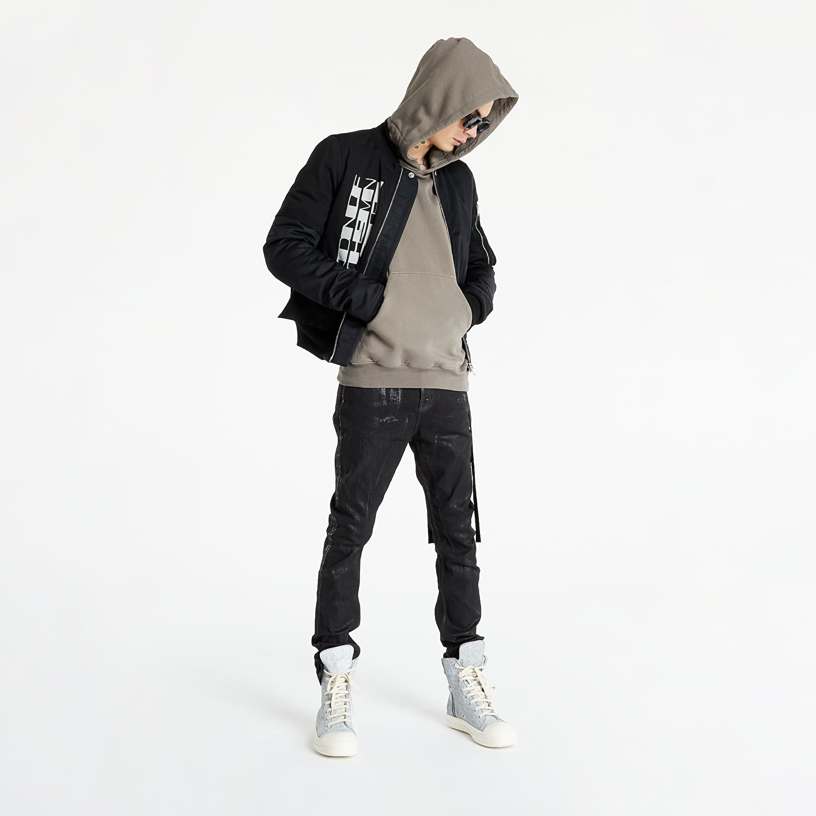 Jackets Rick Owens DRKSHDW Woven Padded Bomber - Flight Bomber Black/ Oyster
