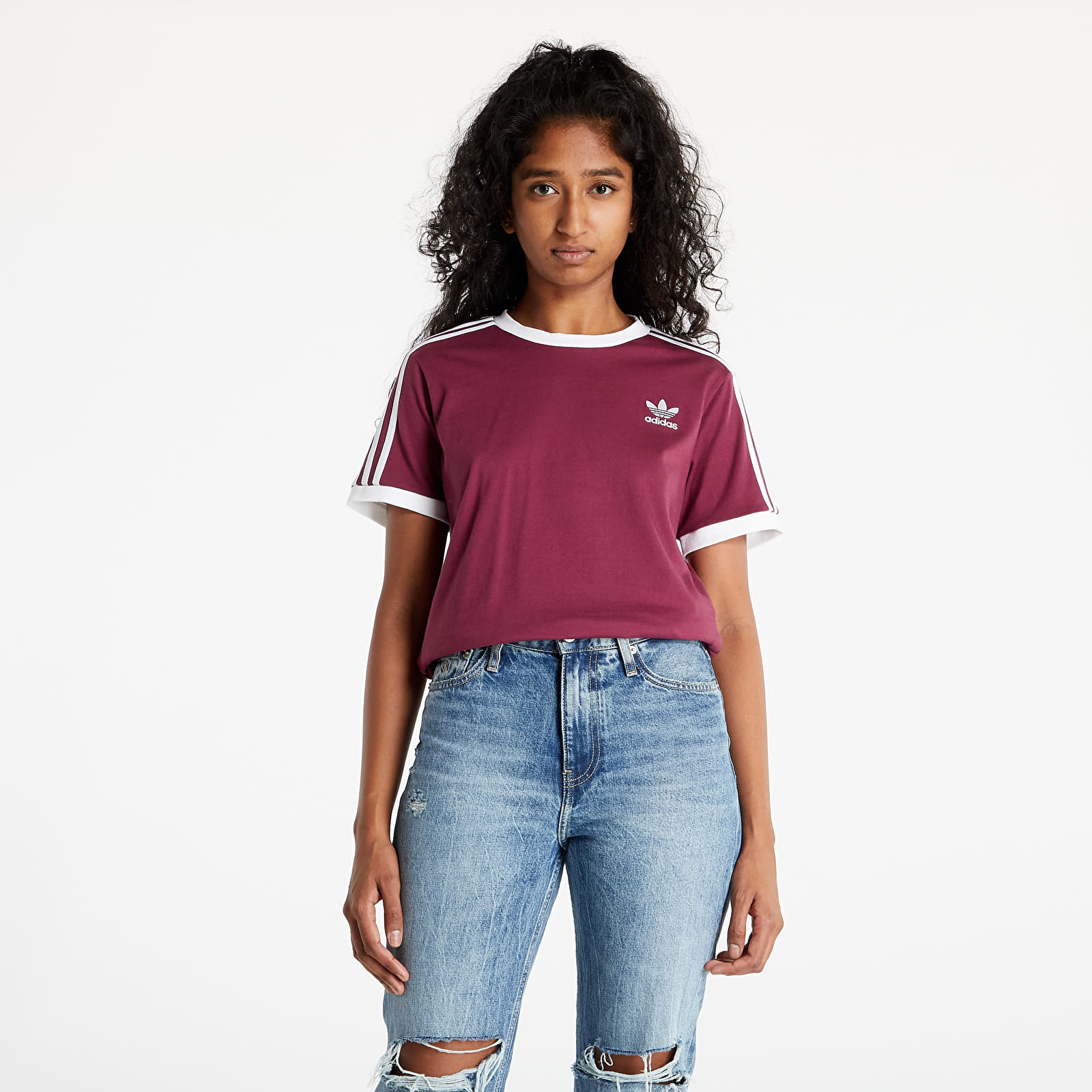Marškinėliai adidas 3 Stripes Tee Victory Crimson