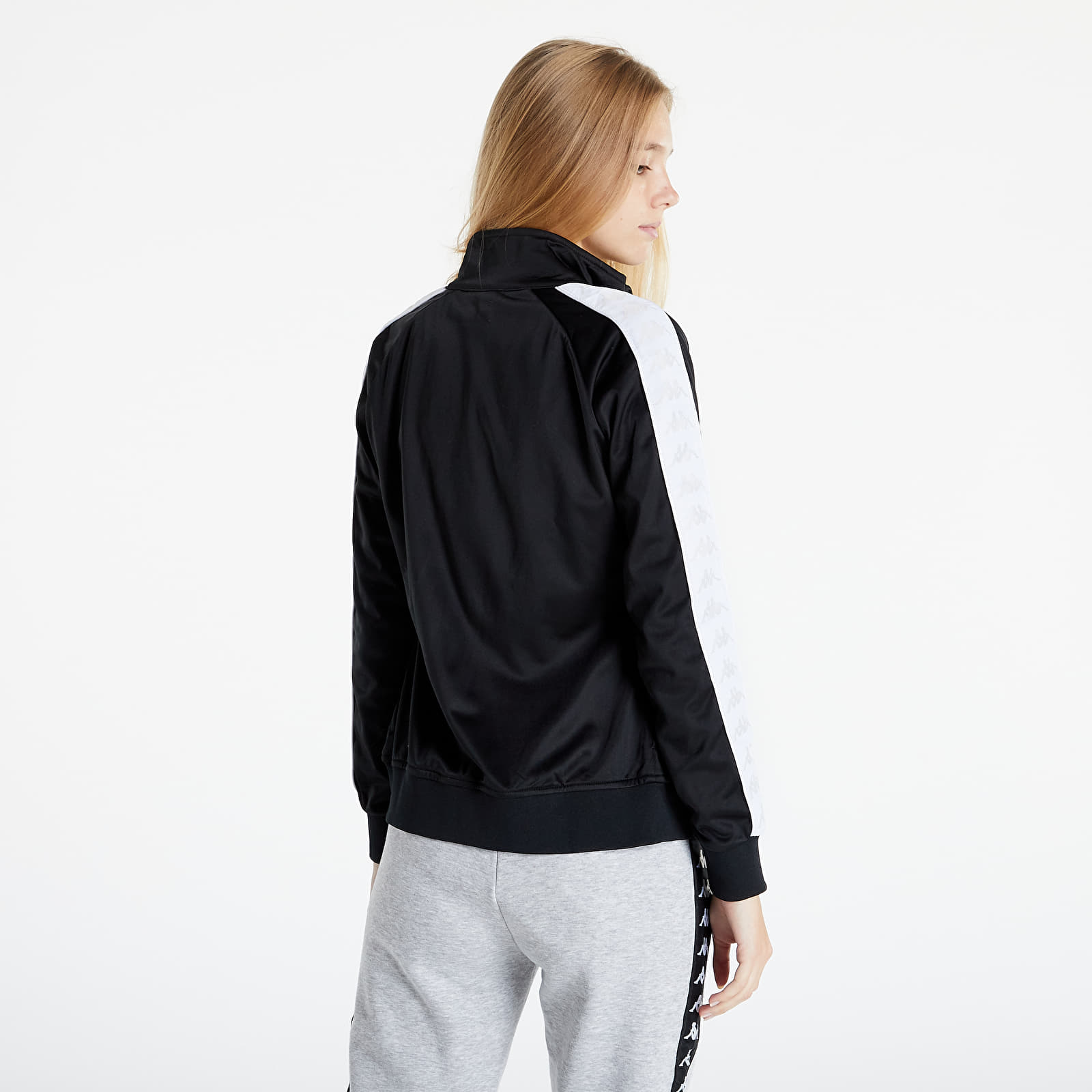 Jackets Kappa 222 Banda Wanniston Slim Fleece Jacket Black White Grey Footshop