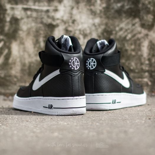 Nike air force high tops black hot sale and white