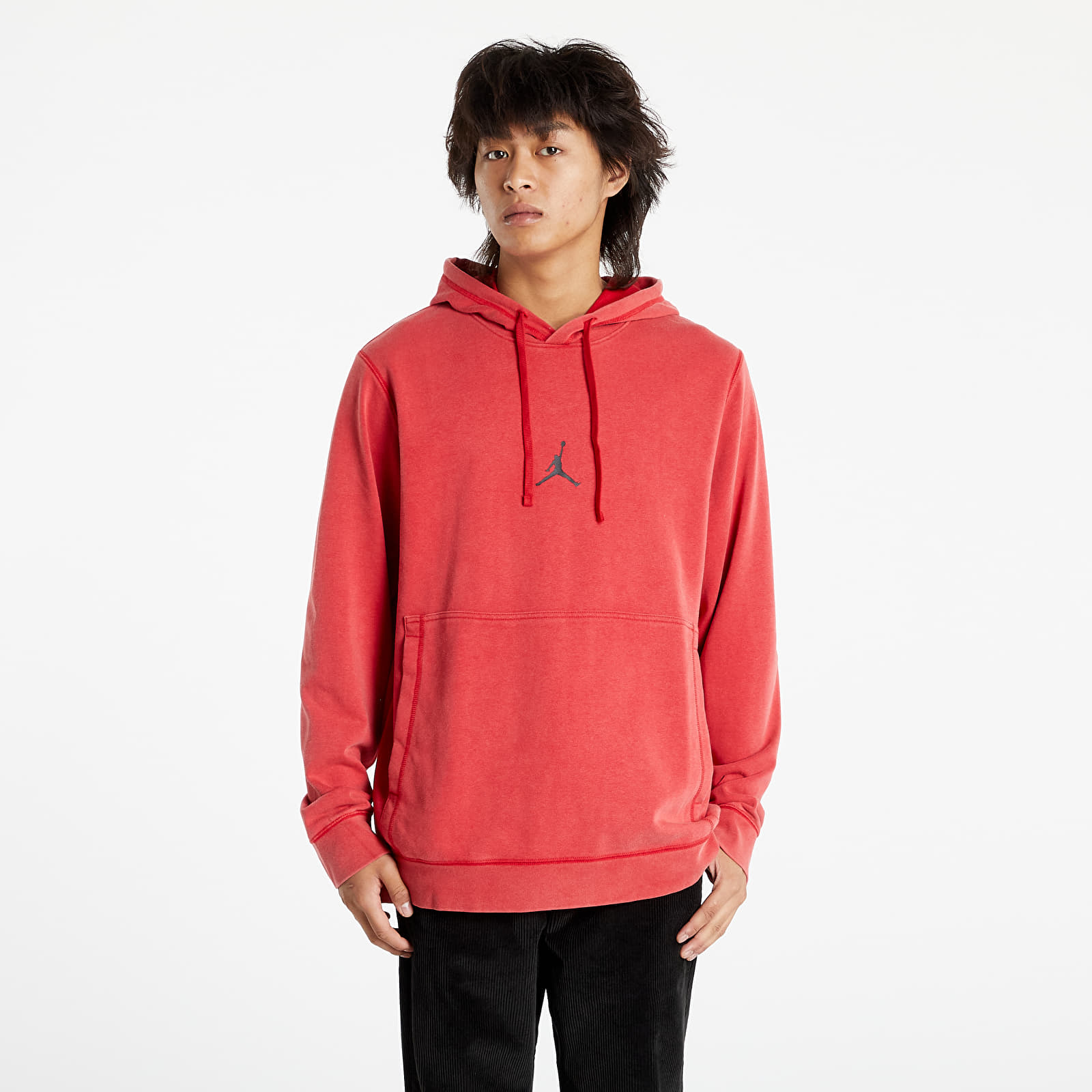 Mikiny Jordan Dri-FIT Air Men's Fleece Pullover Hoodie Gym Red/ Black