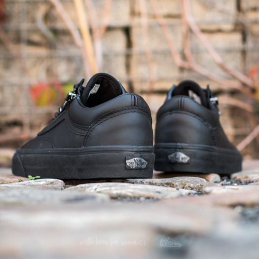 Vans old skool zip black leather shoes (womens) cheap