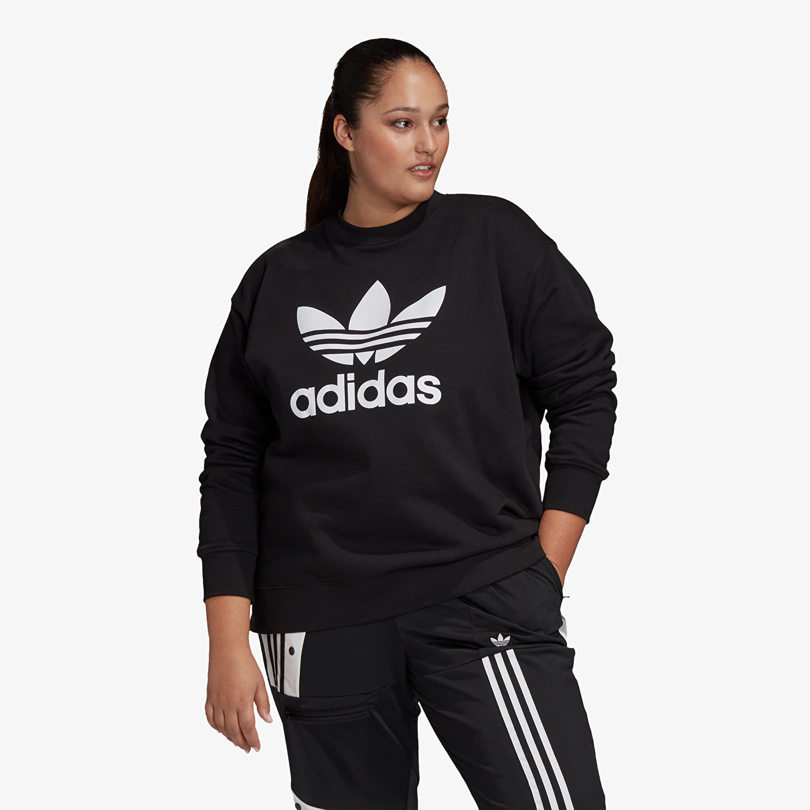 Hoodies and sweatshirts adidas Trefoil Crew Sweat (Plus size) Black/ White