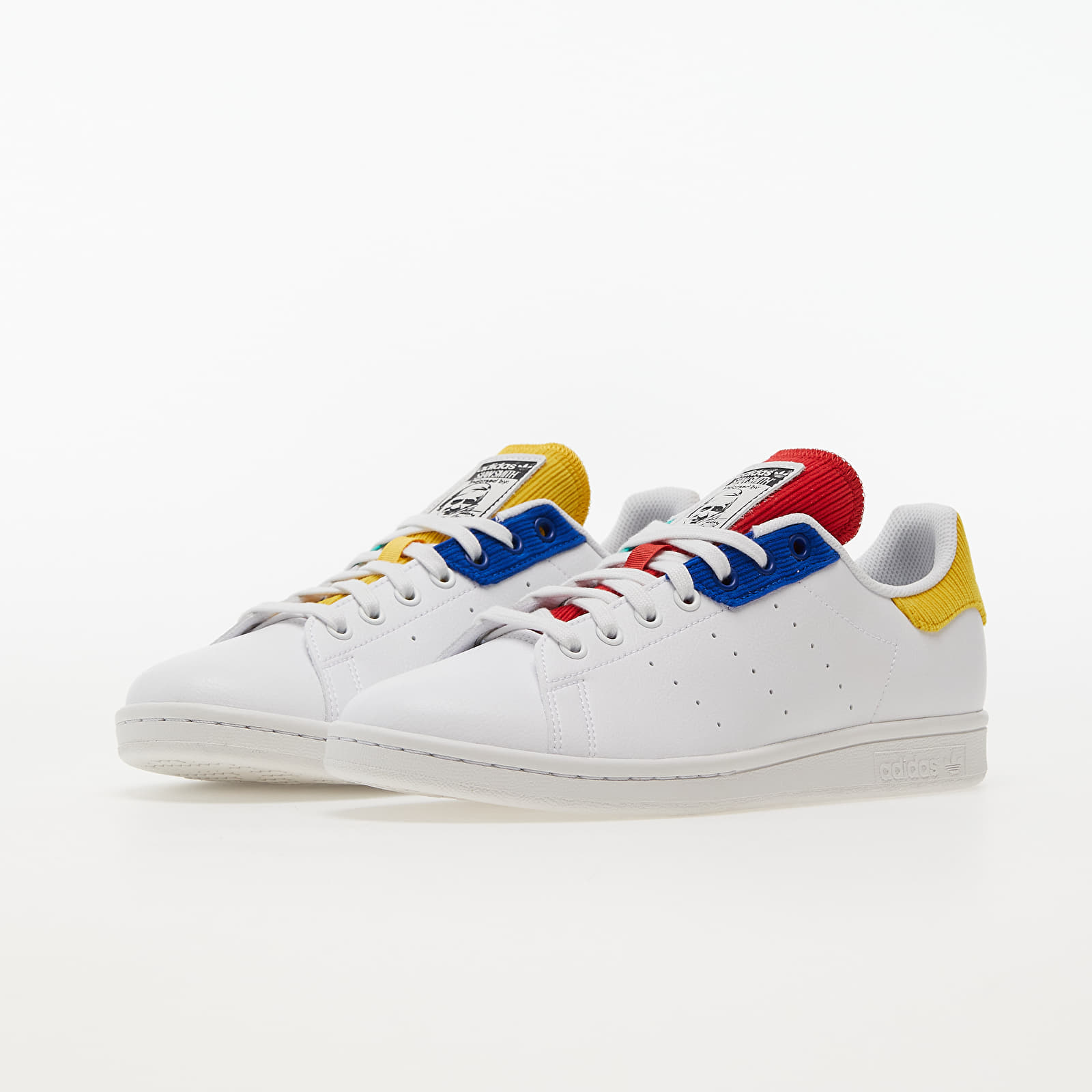 Adidas originals stan smith cheap white and royal blue trainers