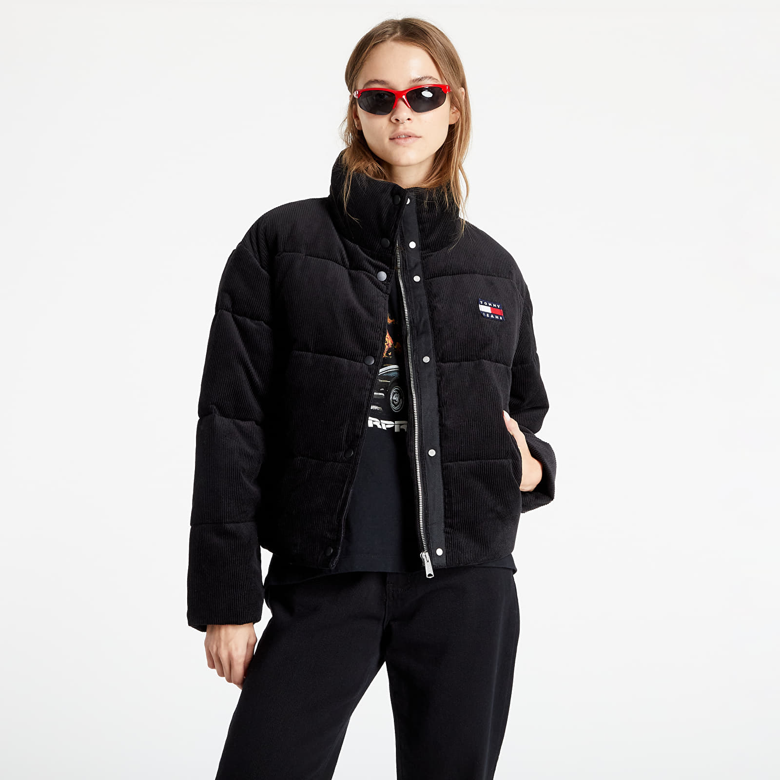 Якета Tommy Jeans Cord Puffa Jacket Black